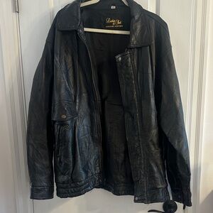 vintage Genuine Leather Men's Black Jacket